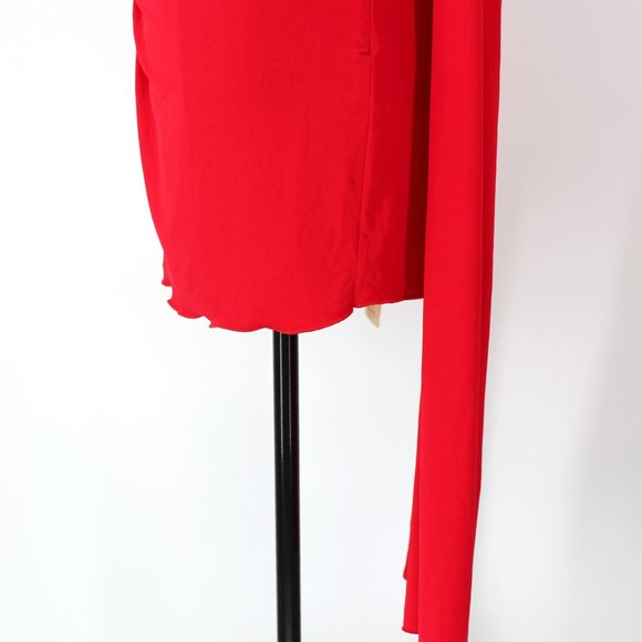 Gianni Versace Red One Shoulder Draping Scarf Embellished Mini Dress 42 US 4 6 - Picture 6 of 11